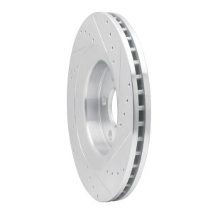 Jeep Grand Cherokee Brake Rotor (1) - Front Left - R1 Concepts - Drilled & Slotted - Silver - `06-`10